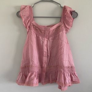 Lucky Brand pink frilly blouse